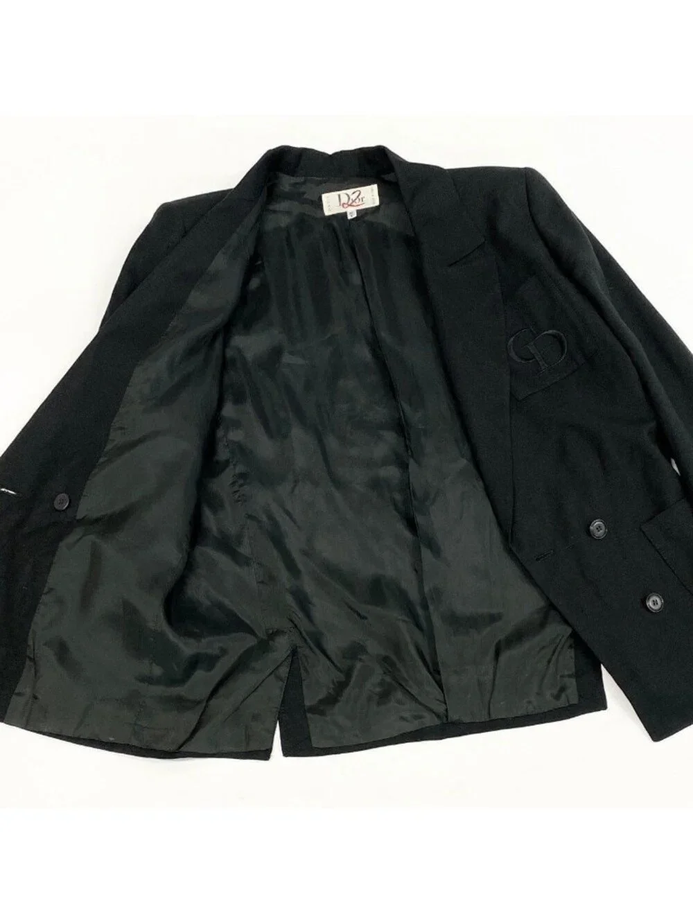 Dior Eh6 Tailored Jacket Double Breasted CD Logo Embroidered Linen Blend 40